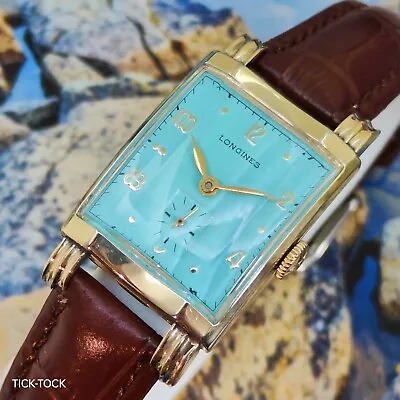 Vintage 1948 Mans Longines Turquoise Dial Hand Wind Serviced W/ WARRANTY • $395