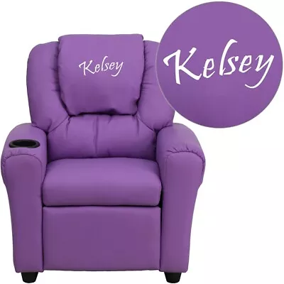 Flash Furniture Lavender Vinyl Kids Recliner Cup Holder - DG-ULT-KID-LAV-EMB-GG • $254.99