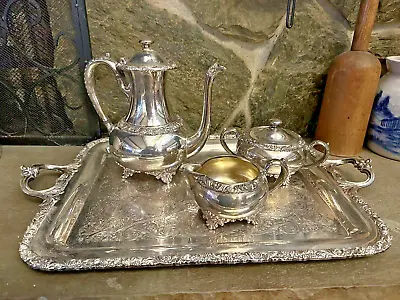 Antique Wilcox Silver Plate Quadruple Plate Tea Set. Creamer Sugar & Tea Pot • $84.99