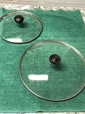 9 1/4” And 11 9/16” Round Glass Pot Lid Black Handle Kitchen • $0.99