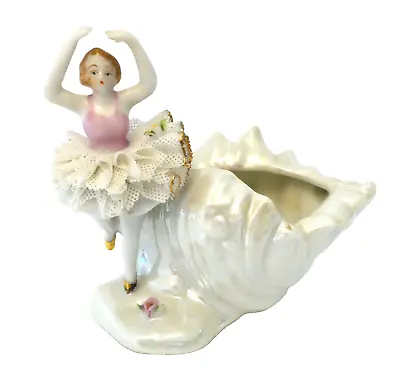 Vintage Ballerina Planter Ceramic Lace Ucagco Japan • $19.99