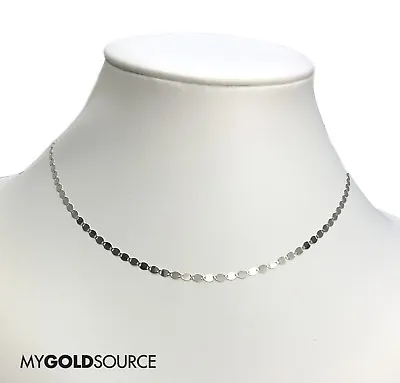 14k White Gold Mirror Valentino Adjustable 14 To17  3mm/5mm Gold Choker/Necklace • $299.99