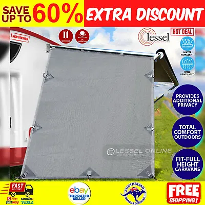 Grey Caravan Privacy Screen 1.95 X 2.2M End Wall Side Sun Shade Roll Out Awning • $65.26