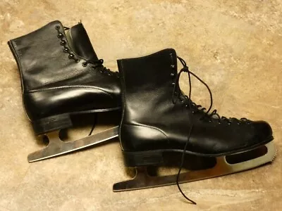 Vintage Pastime Black Ice Skates Leather Upper Made In Canada 11 2/3 • $20