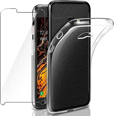 For SAMSUNG GALAXY XCOVER 4 TEMPERED GLASS SCREEN PROTECTOR + CLEAR TPU GEL CASE • £5.45