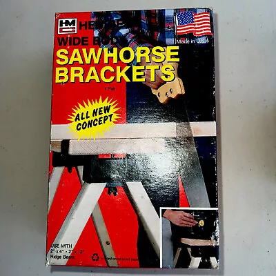 Vintage HEMPE Wide Body Sawhorse Brackets #4474 Made In USA NOS! • $24