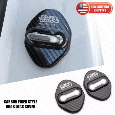 2pcs Mugen Carbon Fiber Texture Stainless Door Striker Cover Lock Buckle Cap • $17.99