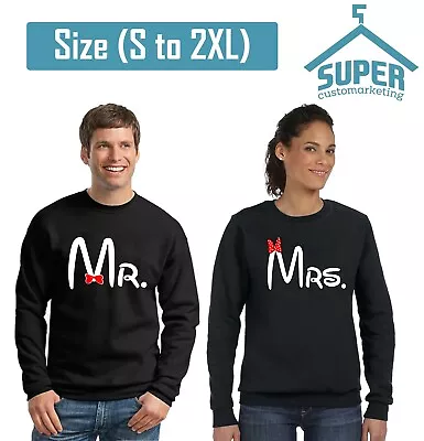 Couple Matching CREWNECK SWEATSHIRT   Mr & Mrs   Tees Couple LOVE Super Cute • $59.99