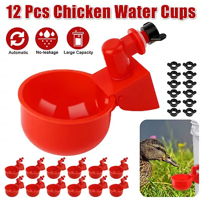 12x Chicken Automatic Watering Cups Waterer Duck Quail Geese Hen Poultry Drinker • $15.98