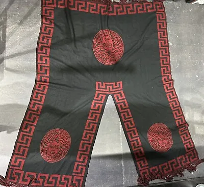 Versace Knit Reversible Black & Red Medusa Face Logo Scarf Rare Gianni Vintage ? • $350