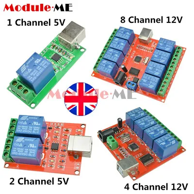 £8.09 • Buy 5/12V USB Relay 1/2/4/8 CH Programmable Computer Control Relay For Smart Home UK