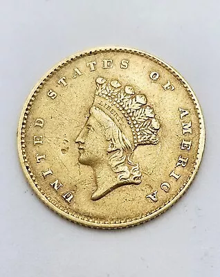 1855 Gold $1 Indian Princess Head One Dollar ~Slanted 5~Rare US Coin ~#7235 • $315