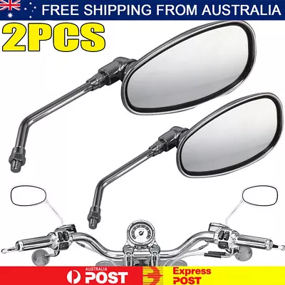 2PCS Motorcycle Rear View Mirrors Chrome Oval Side Mirrors 10mm Thread Universal • $22.90