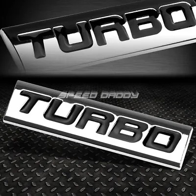 Metal Emblem Car Bumper Trunk Fender Decal Logo Badge Chrome Black Text Turbo • $5.25