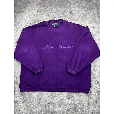 Vintage Eddie Bauer Ebtek Sweater Mens XL 90s Purple Fleece Crewneck Sweatshirt • $47