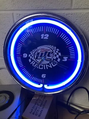 Miller Lite Beer Racing  Vintage Neon Clock Works • $50