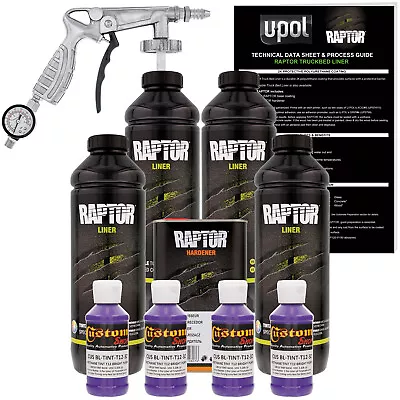 U-POL Raptor Tintable Bright Purple Spray-On Truck Bed Liner Spray Gun 4 Liters • $259.99