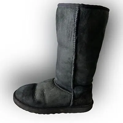 UGG CLASSIC TALL II SUEDE/SHEARLING BOOT Black Size 8 • $35