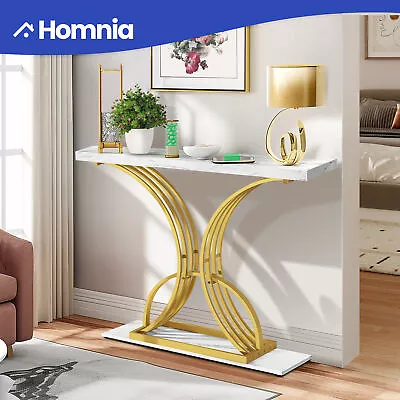 Elegant Modern Accent 39  Gold Console Table Faux Marble Metal Legs Living Room • $65