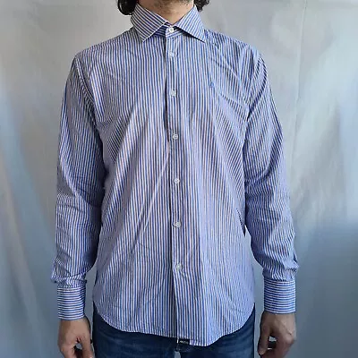 NEW! Musto Mens Button Up Shirt Size L Blue Striped Nautical Long Sleeve • £24