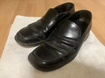 Mens PRADA Black Leather Loafer Shoes SIZE 8 Worn Genuine Original Gents Stylish • £2