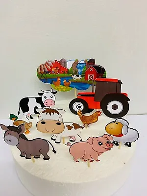 Farm Yard Animals On Sticks Sheep Cow Horse Etc Birthday Cake Decoration • £6.99