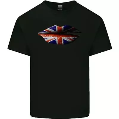 Union Jack Flag Lips The UK Great Britain Kids T-Shirt Childrens • £8.49