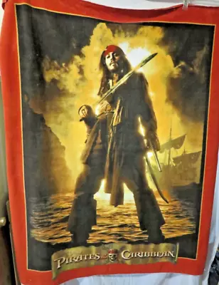 Pirates Of The Caribbean Jack Sparrow Fleece Blanket 50in X 57in • $17.50