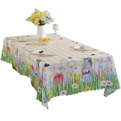 Easter Table Cloth Faux Linen Tablecloth Easter Eggs Tablecloth • £23.99