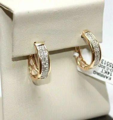 Huggis Diamond Earrings 14k Yellow Gold Diam. 0.90ct 3rd Princ.cut 3.8gr • $1867.02