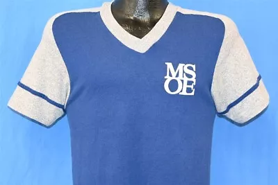 Vintage 80s MILWAUKEE SCHOOL OF ENGINEERING V-NECK BLUE GRAY T-shirt COLLEGE S • $47.30