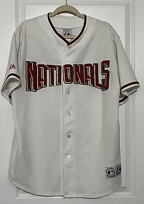 $45 • Buy Washington Nationals Baseball Jersey Majestic White Adult M/L Brad Wilkerson #7