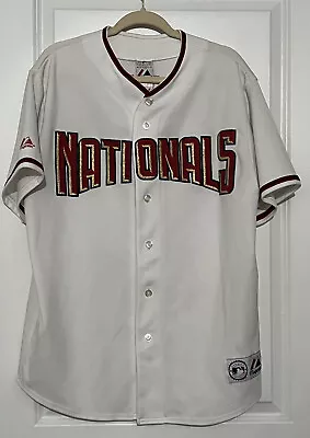 Washington Nationals Baseball Jersey Majestic White Adult M/L Brad Wilkerson #7 • $45