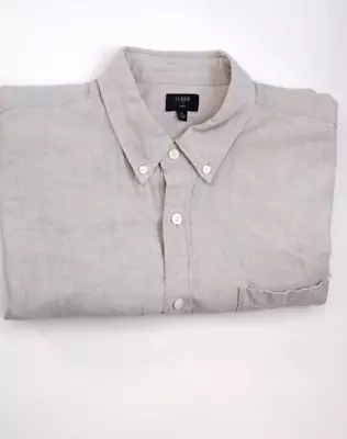 J. Crew Linen Shirt Long Sleeve Button Down Beige Linen Blend Men Size XL • $18.68