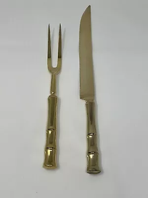 Supreme Cutlery GOLD CANE BAMBOO Stainless Flatware JAPAN Meat Fork And Knife • $29.90