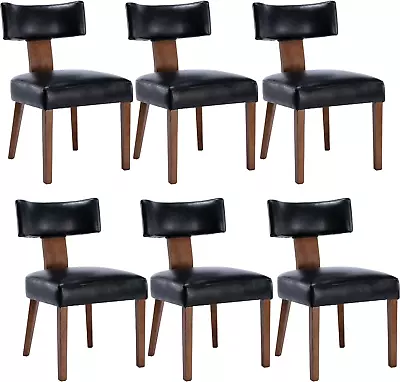 Mid Century Modern Dining Chairs Set Of 6 PU Leather Upholstered Side Chairs Mo • $1339.88