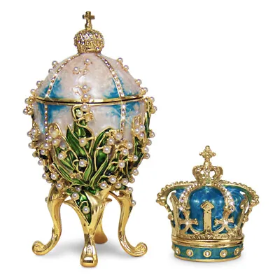 Lilies Of The Valley Faberge Egg Replica Extra Large 5.9 Inch (15 Cm) + Crown • $74.95