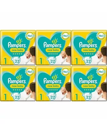 132 X Pampers New Baby Size 1 - Carry Pack - With Protection For Sensitive Skin • £30.49