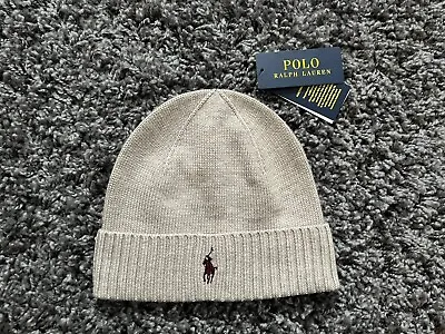 Polo Ralph Lauren Natural / Brown Pony Merino Wool Beanie Hat - New With Tags • £29.99