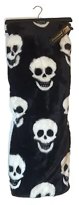 Cynthia Rowley Halloween Black SKULL Faux Fur Throw Blanket Soft Goth 50x70” New • $74.95