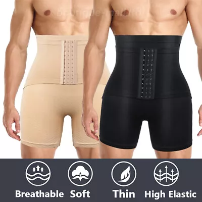 Mens Tummy Control Shorts High Waist Compression Body Shaper Boxer Girdle Pants • £9.79