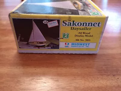Vintage Midwest Products Wooden Model Boat Kit #983 The Sakonnet Daysailer • $29.99