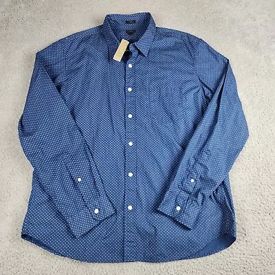 J Crew Shirt Mens Extra Large Blue Secret Wash Polka Dots Slim Fit Long Sleeve • $28.99