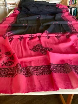 Cotton Sari With Shisha Mirror Work Suitable For Crafts • $9