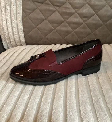 £39.99 • Buy Jana Burgundy Faux Suede Flat Tassel Brogue Shoes Loafers Size UK 4H Used Once