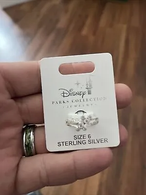 Disney Parks Mickey Double Icon Swarovski Crystals Sterling Silver Ring Size 6 • $19.99