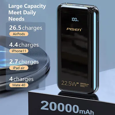 $36.99 • Buy 22.5W Power Bank 20000mAh LED Type-C Dual Port Fast Charging For Mobile Phone