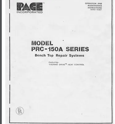 Manual For Pace.Solder Desolder Work Station PRC-150A PPS-100A Digital Format • $15