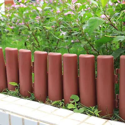 1.4-4.2m Wood Texture Garden Lawn Palisade Edging Border Wall Flowerbed Plastic  • £8.95
