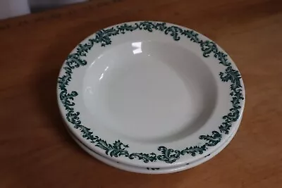 SET OF 2 Sterling Vitrified China Green Floral 8.5  Bowls • $19.99